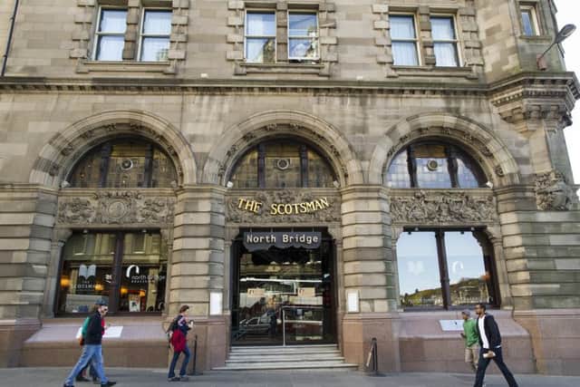 A general view of the Scotsman hotel in Edinburgh's North Bridge. A man is in court over an alleged stabbing with a syringe needle. Picture: TSPL
