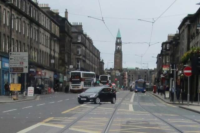 The driver was pictured going down the tram lane. Picture: Scotlands Worst Drivers