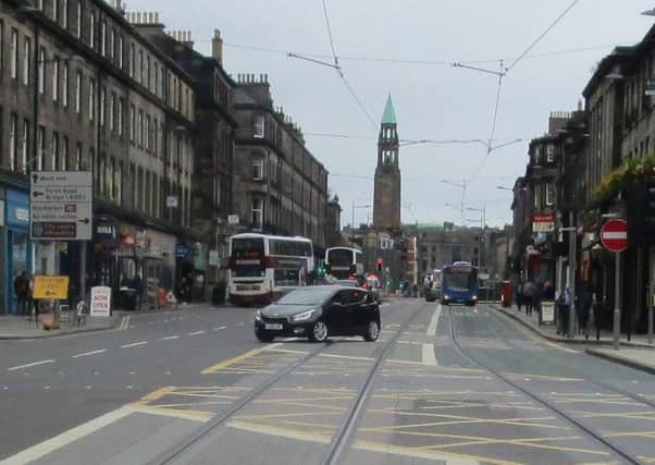 The driver was pictured going down the tram lane. Picture: Scotlands Worst Drivers