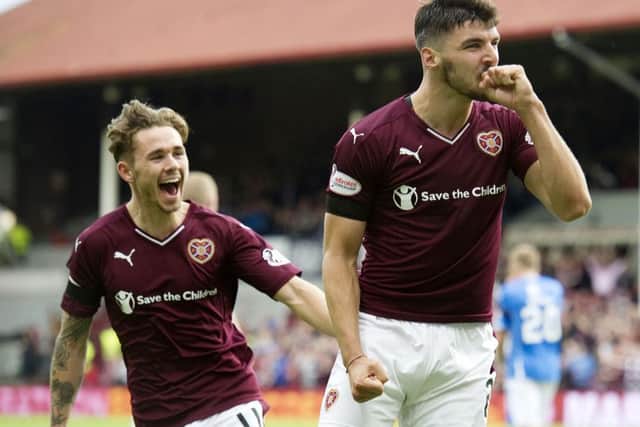 Sam Nicholson, left, and Callum Paterson were on target for Hearts. Picture: SNS