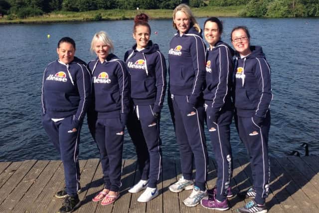 Emma Ross, third from left, with her fellow swimmers. Picture: comp