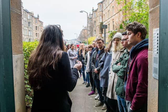 Students view a flat on Thirlestane Road; maps showing the exponential growth of the student population in the Capital. Picture: Ian Georgeson