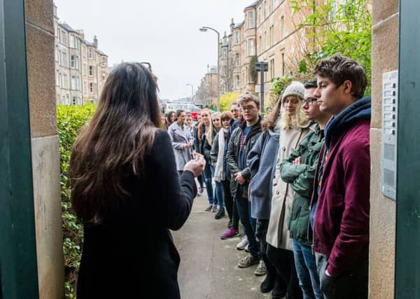 Students view a flat on Thirlestane Road; maps showing the exponential growth of the student population in the Capital. Picture: Ian Georgeson