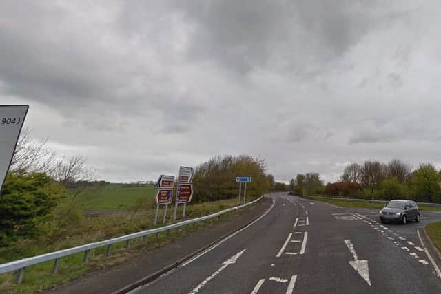 Blackness Road at its junction with the M9 motorway. Picture: Google