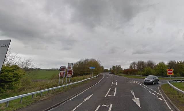 Blackness Road at its junction with the M9 motorway. Picture: Google