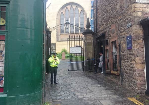 Police have sealed off Greyfriars Kirkyard. Picture: Kaye Nicolson