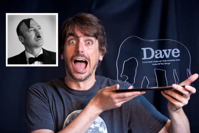 Darren Walsh won the award, but the joke appears to originate with Frank Sanazi (inset).