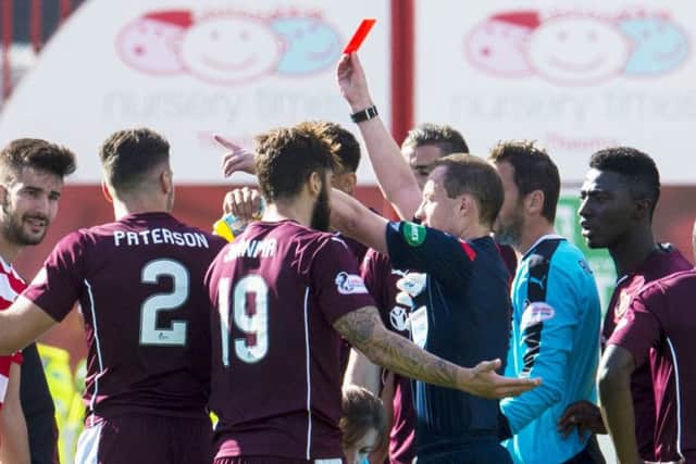 Callum Paterson was ordered off by referee Willie Collum