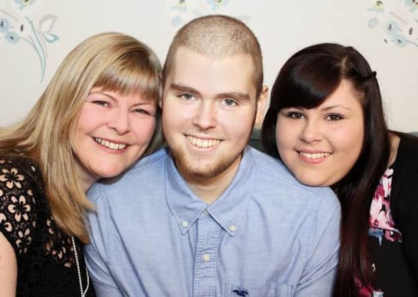 Jak Trueman with mum Allison and sister Aimie. Picture: comp
