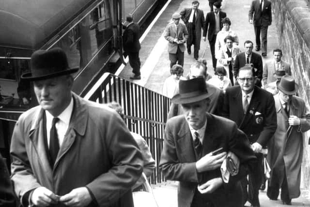 Passengers leave the platform at Morningside station in 1961. Picture: TSPL