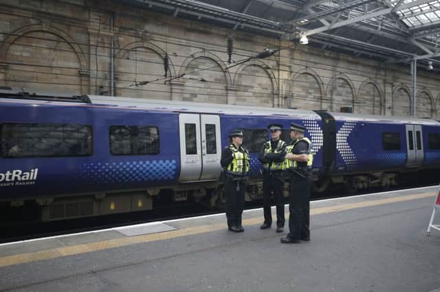British Transport Police pictured at Edinburgh's Waverley Station. Picture: PA