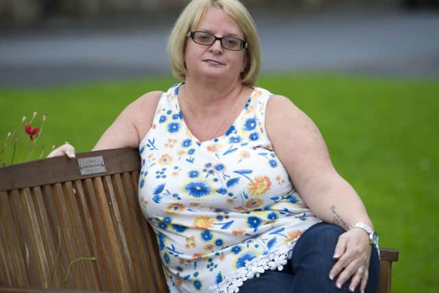 Susan Stewart on a bench in memory of son Josh.
Picture: Ian Rutherford