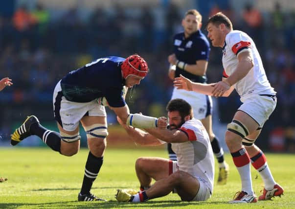 Grant Gilchrist picked up his latest injury in Scotland's 39-16 win over the United States. Pic: SNS