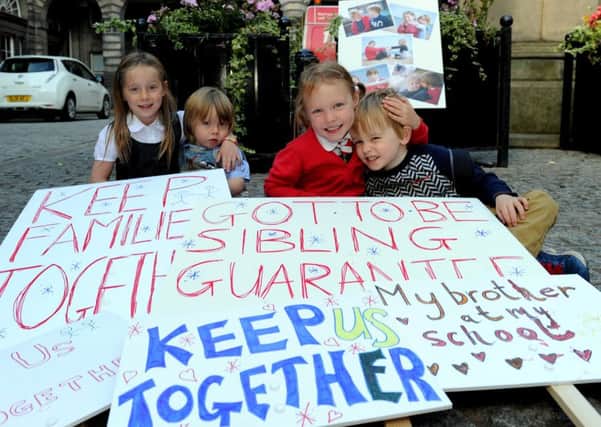 Campaigners have been trying to keep families together at Towerbank Primary. Picture: Lisa Ferguson