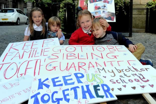 Campaigners have been trying to keep families together at Towerbank Primary. Picture: Lisa Ferguson