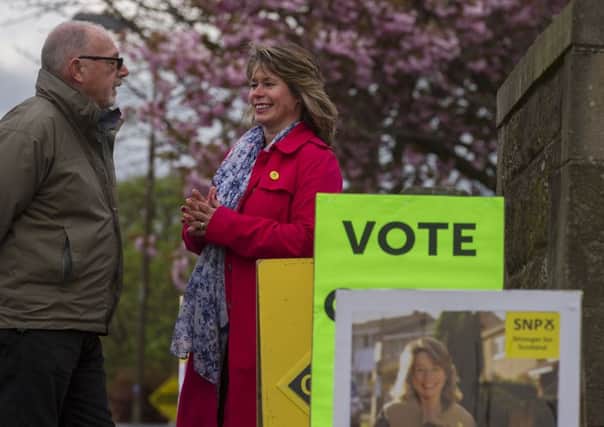 Michelle Thomson, right, on the campaign trail prior to the May election. Picture: Steven Scott Taylor