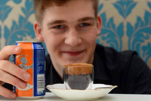 Barista Daniel Todd in Brodie's Cafe in Linlithgow making his new coffee - with Irn Bru. Picture: HEMEDIA