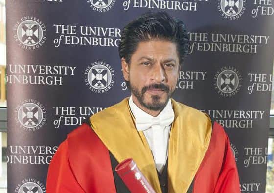 Shah Rukh Khan with his degree. Pic: comp
