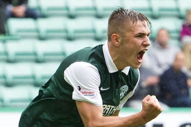 Scott Martin celebrating after scoring against Montrose in the League Cup. Picture: Ian Rutherford