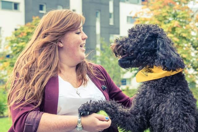 A similar exercise saw Rocco the dog help students at Queen Margaret University fight off stress. Picture: Craig Bennett/Hemedia