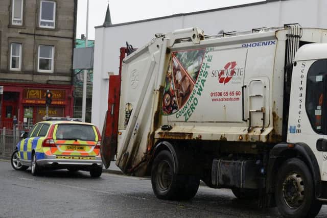 The bin lorry involved in the collision. Picture: Julie Bull