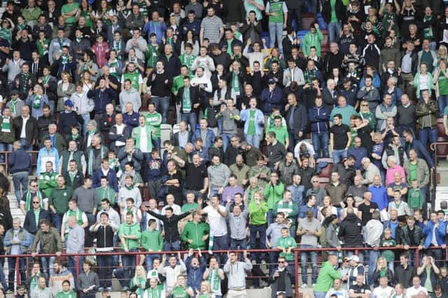 Hibs fans will occupy three sides of Tynecastle for the League Cup semi-final with St Johnstone. Picture: Greg Macvean.