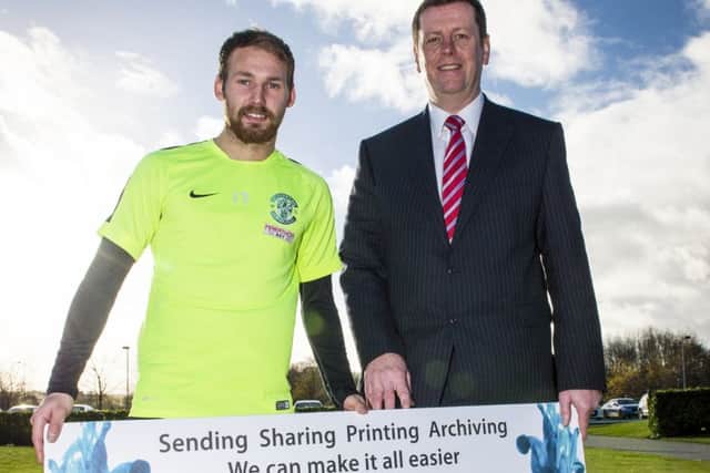 Martin Boyle helped launch the link up between Hibs and Concept Group, a document worklfow consultant and technology provider. He is with Concepts Rod Smith who said: We can help reduce company costs and environmental impact.