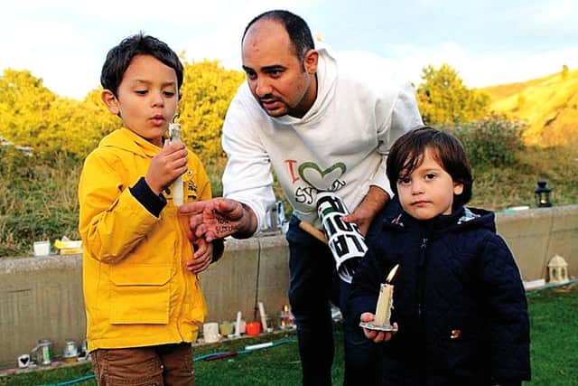 Amer Masri and his sons Taym and Elias. Picture: TSPL