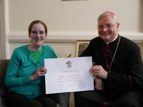 Corinne Barber and Archbishop Leo Cushley

. Picture: submitted