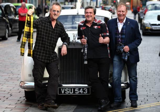 Bay City Rollers (left to right)  Stuart Wood, Les McKeown and Alan Longmuir announce their return in September. Picture: JP