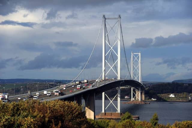 The Forth Road Bridge laden with vehicles before it closed to traffic last week. Picture: Jane Barlow