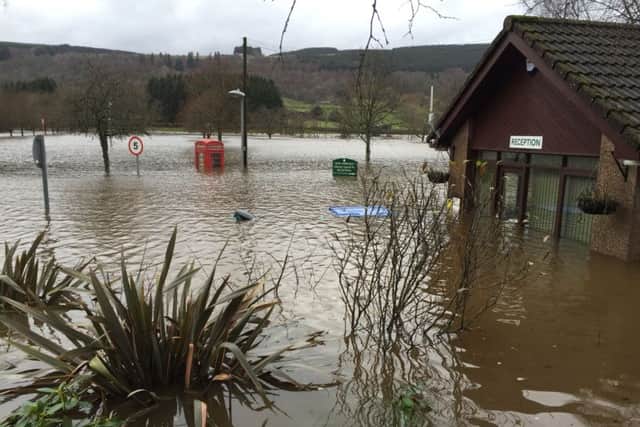 Flooding in the village of Aberfeldy, Perthshire, Scotland, as as Storm Frank begins to batter the UK. Picture: PA