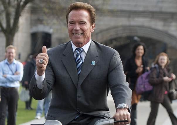 Hollywood star Arnold Schwarzenegger is in Edinburgh on Wednesday.