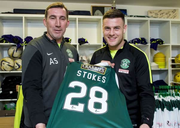 Hibs head coach Alan Stubbs officially welcomes Anthony Stokes back to the club following his loan move from Celtic