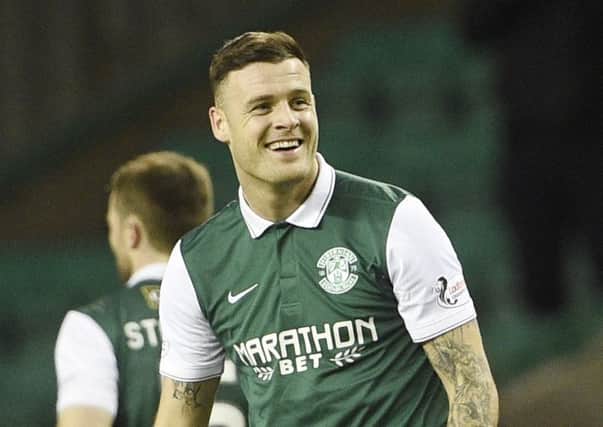 Anthony Stokes is all smiles on his return to Easter Road where he scored a late goal. Pictures: Greg Macvean