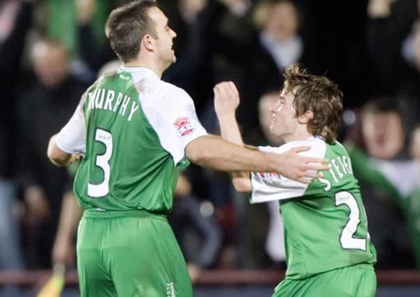 Lewis Stevenson, right, then just 19, celebrates with David Murphy at Tynecastle in 2007