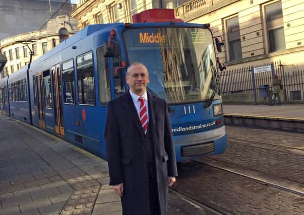 Jim Eadie in Sheffield seeing how their tram-train works.