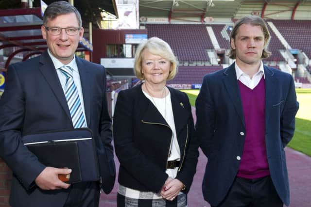 Hearts director of football Craig Levein, owner Ann Budge and head coach Robbie Neilson