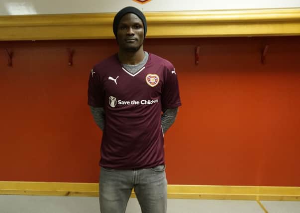 Abiola Dauda was one of three players to join Hearts on a frantic deadline day. Pic: Hearts website