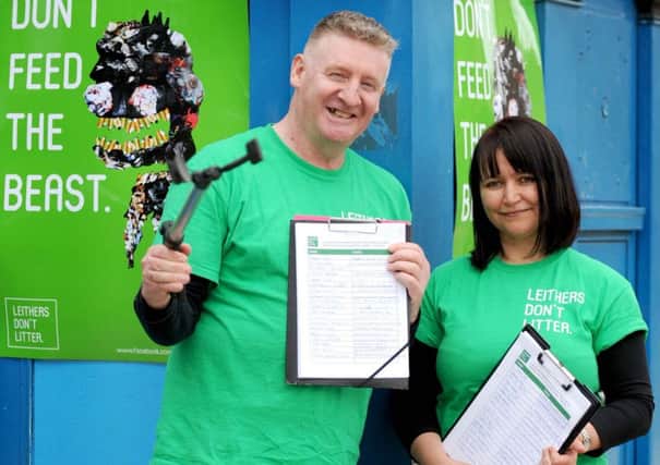 News columnist Gerry Farrell and his wife Zsuzsa, who launched the Leithers Don't Litter campaign. Picture: Jane Barlow