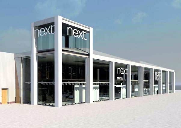 An artist's impression of the Next store being built at Straiton. Picture: Peel Retail Parks