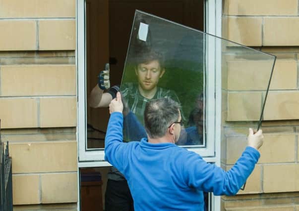The windows are removed at the flat. Picture: Toby Williams