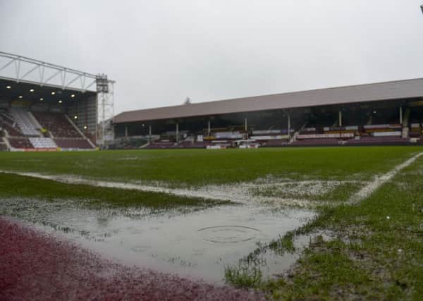 Hearts' match with Partick on Saturday was postponed after Tynecastle was deemed waterlogged. Pic: Andrew O'Brien