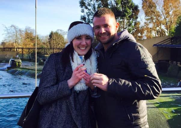 Lianne Stephanie and Martin Edwards after the penguin proposal. Picture: Lianne Stephanie/Facebook
