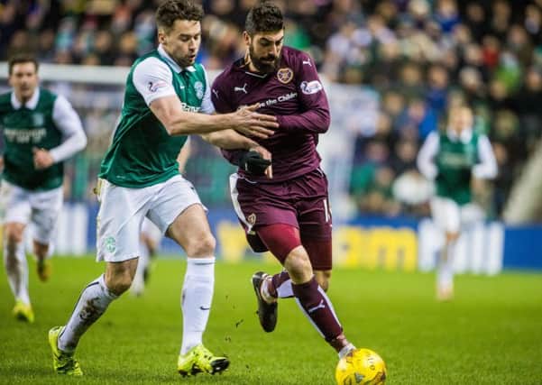 Darren McGregor and his fellow Hibs defenders kept Hearts striker Juanma and Co out at Easter Road. Pic: Ian Georgeson