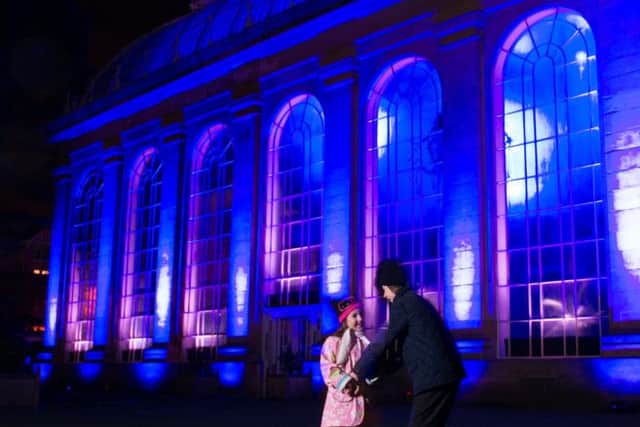 Ruby and Tom Robertson from Edinburgh enjoy Botanic Lights: Night in the Garden. Picture: Andrew O'Brien