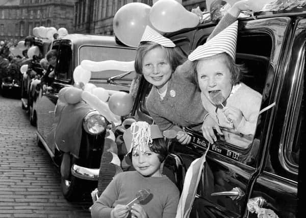 250 Children from Edinburgh hospitals enjoy the taxi drivers outing in May 1965