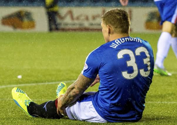 Martyn Waghorn was injured in the act of winning a penalty against Kilmarnock on Tuesday. Picture: SNS