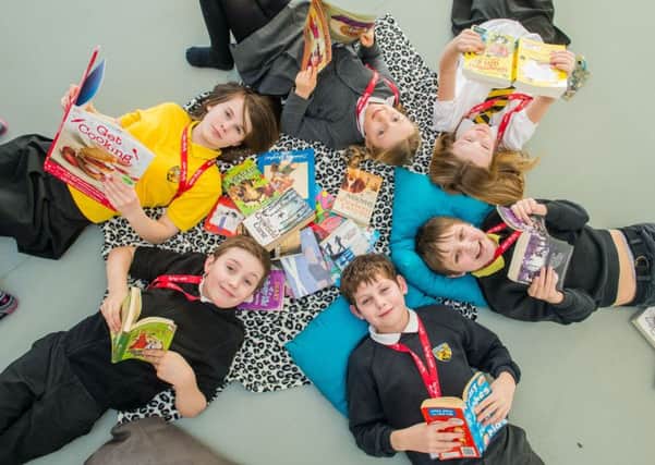 Trinity Primary School pupils Ella Rainey, Finlay Nairn, Lilia Addison, Bruno Gunson-Milne, Harris McDermott, May Gartward are taking part in the Guinness Book of World Records attempt. Picture: Ian Georgeson