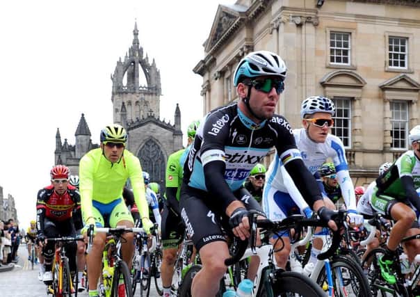 Mark Cavendish leads the front of the procession on 

Stage 4 of The Tour of Britain last year. Picture: Lisa Ferguson